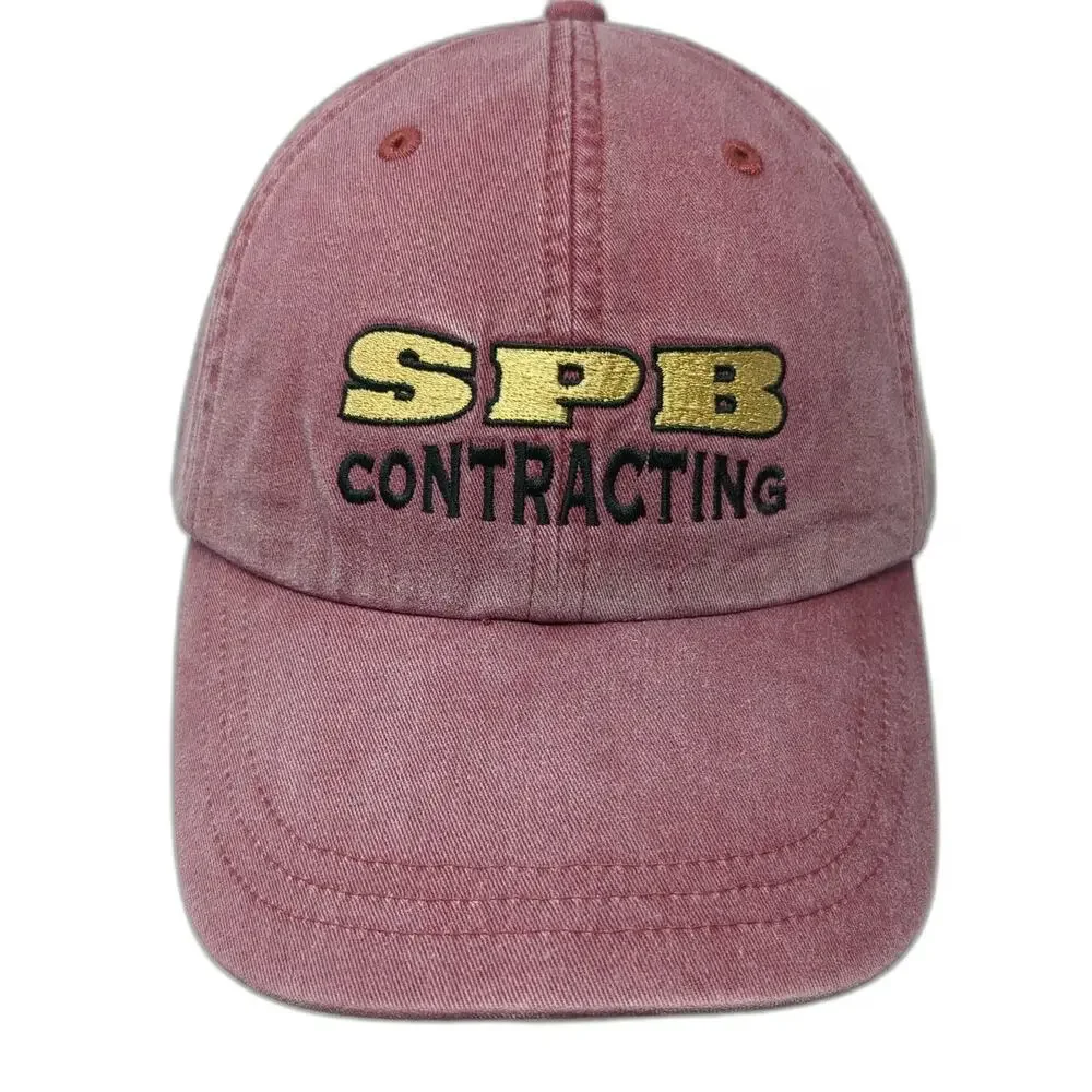 Adams Baseball Cap Red One Size SPB Contracting Slideback Leather Strap Hat